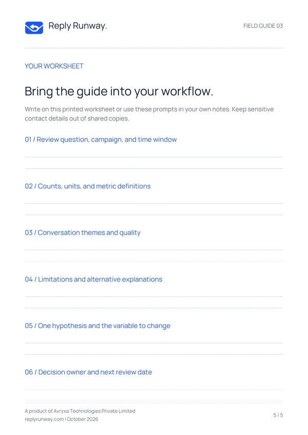 Printable worksheet from the campaign review playbook